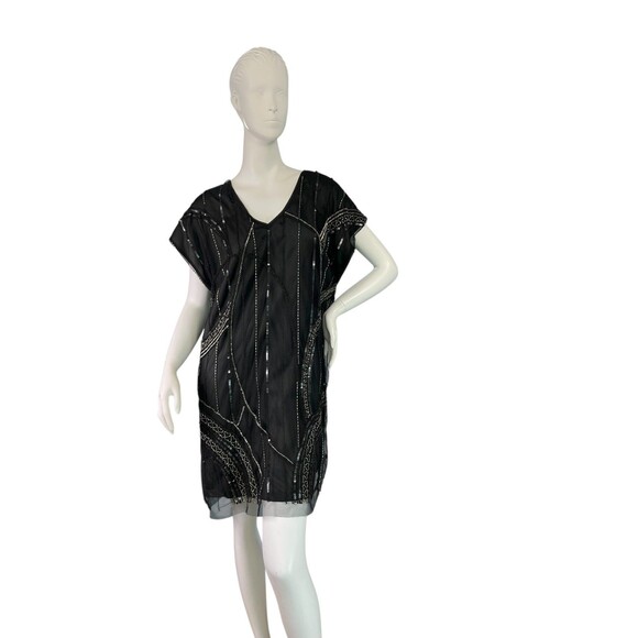 BOSS ORANGE Hugo Boss Black Sequin Cocktail Sheath Dress Short Sleeve Size 6 - Picture 8 of 15